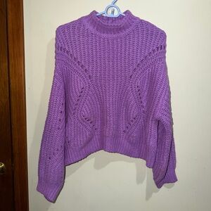 Bershka Lavender Cable Knit Turtleneck Sweater